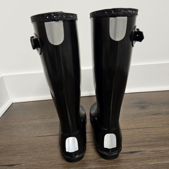 Hunter Womens Original Tall Black Glossy Knee-High Rain Boots Sz 5 - Picture 8 of 11